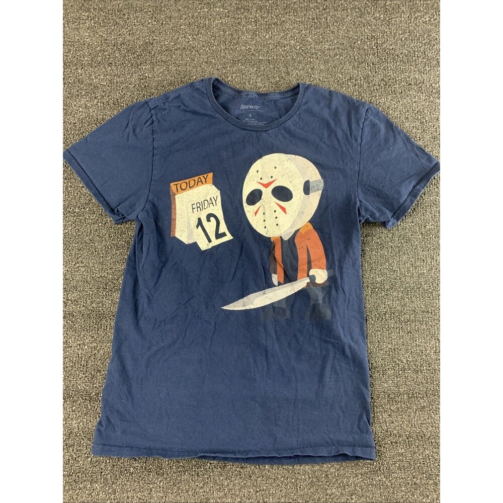 Mens Small Friday The 13th Funny Friday 12th T Shirt Unisex Navy Blue Horror